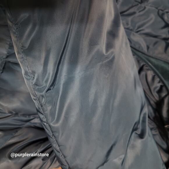 Jones New York Down Quilted Puffer Parka XL Faux Fur Blue Preppy Outdoor Winter - Picture 7 of 16